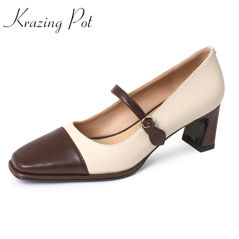 

Женские туфли-лодочки из натуральной кожи, на квадратном каблуке