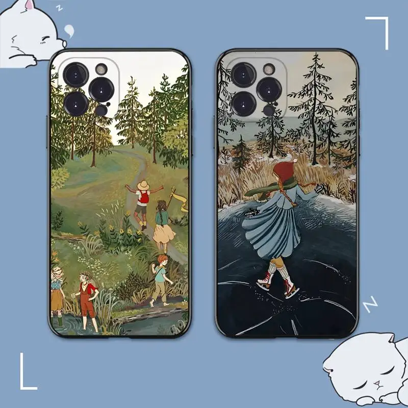 

Cartoon Scenery Girl Phone Case For iPhone 8 7 6 6S Plus X SE 2020 XR XS 14 11 12 13 Mini Pro Max Mobile Case
