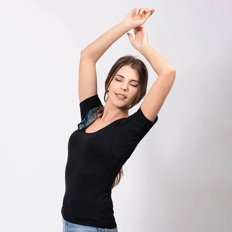 

Guaranteed To Stop 100% Of Underarm Sweat Proof Undershirt Armpit Padded Sweatproof T-Shirt Women