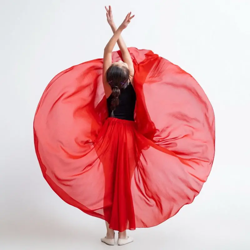 

Женская шифоновая длинная юбка, Повседневная Свободная трапециевидная юбка с завышенной талией, однотонная элегантная тонкая юбка для тан...