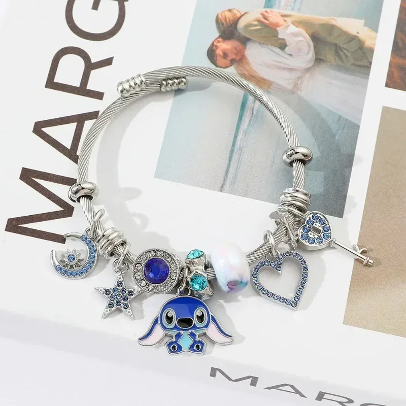 Браслет Disney Stitch Pandora с героями мультфильмов аниме милый стежок из бисера модные