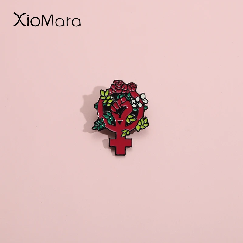 

Feminism Enamel Pins Custom Female Power Fist Brooches Lapel Badges Inspirational Jewelry Gift For Woman Friends