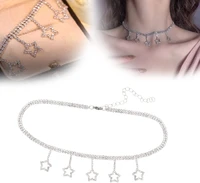 trendy star pendant tassel choker necklace simple pentagon star clavicle chain jewelry collar for women festival party gifts