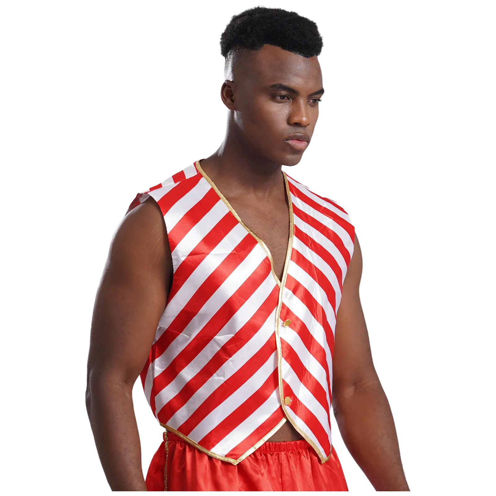 Мужские рождественские костюмы в полоску с конфетами Санта-Клаус косплей