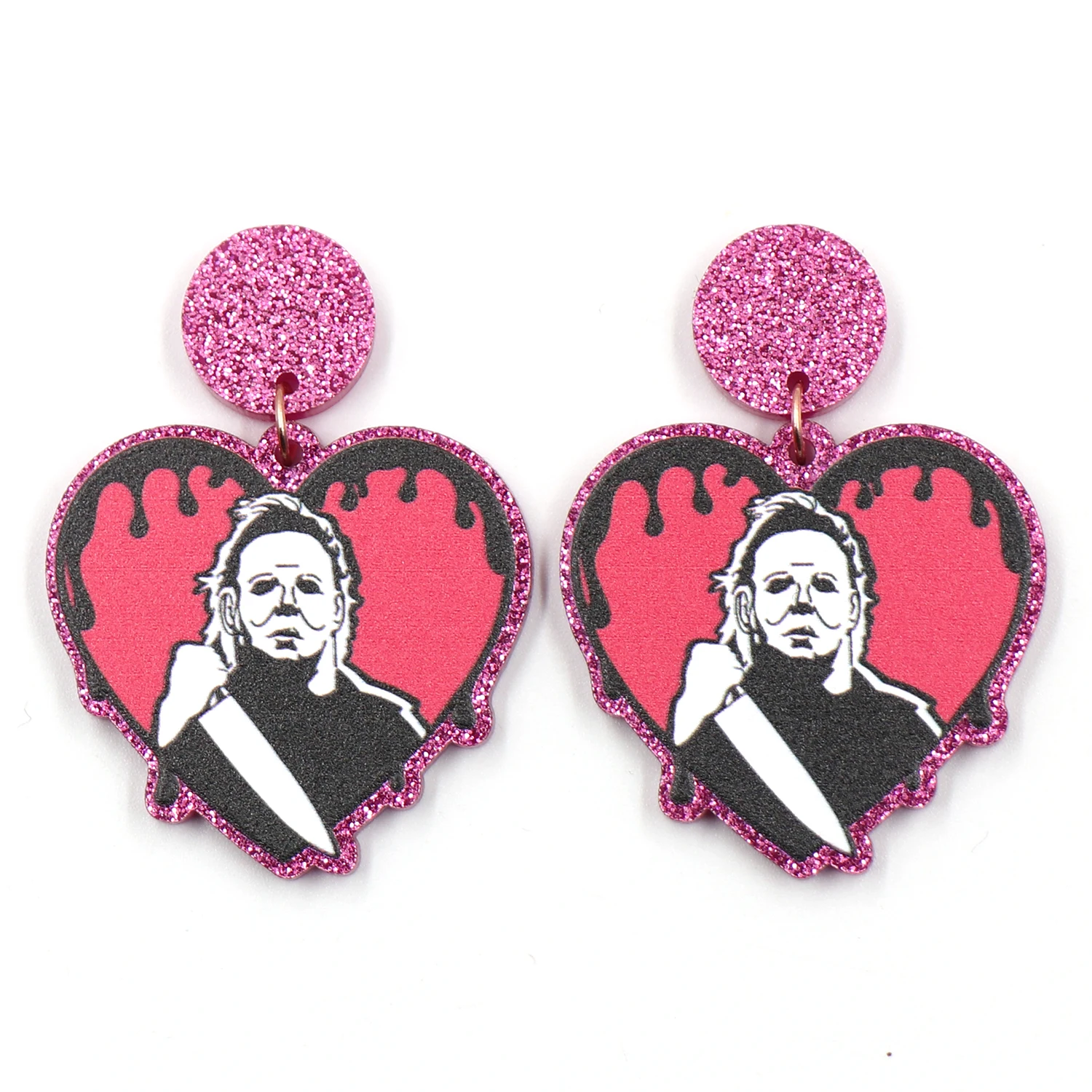 1pair Top fashion CN Drop heart movie character funny Valentine Gift glitter Acrylic earrings Jewelry for women