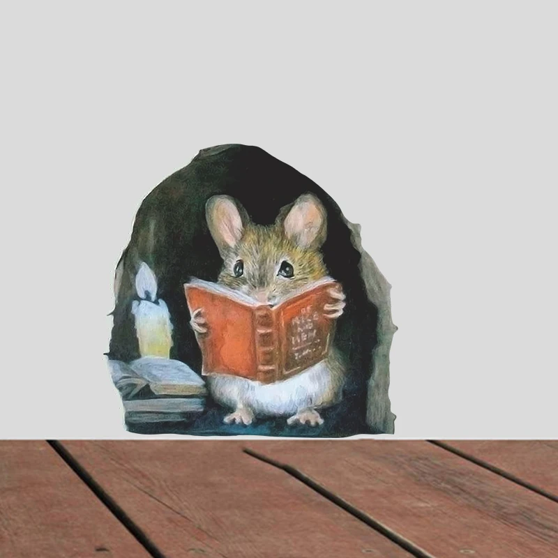 Наклейки на стену с изображением мультяшной мыши для чтения детской комнаты