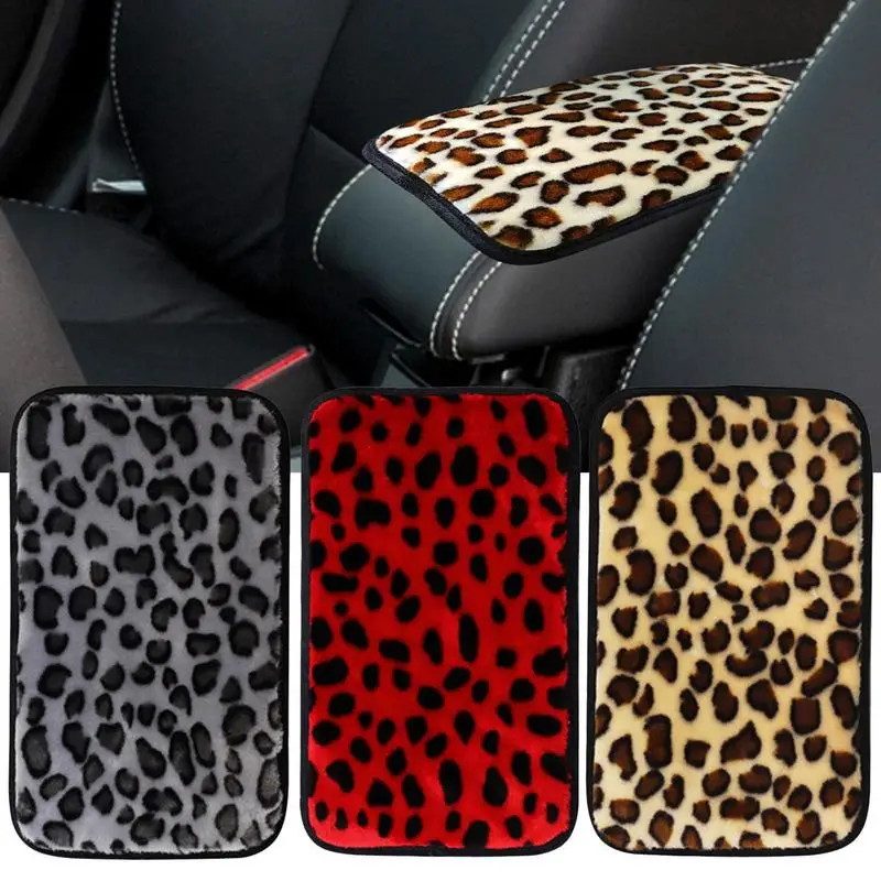 

Leopard Print Center Console Cover Middle Armrest Auto For Most Vehicle SUV Truck Car Universal Padded Pet Cushion Cheetah Autom