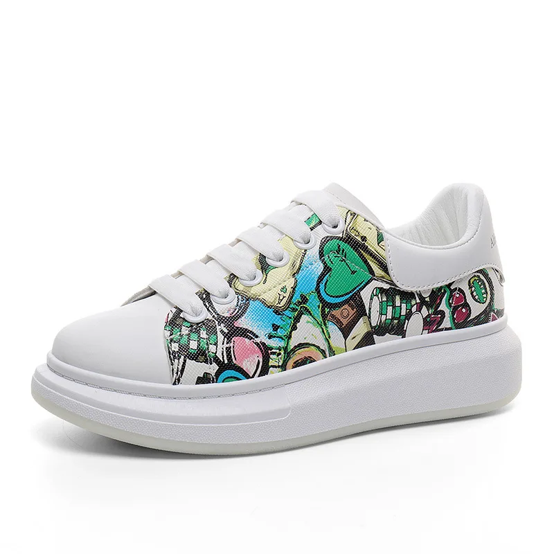 Women Casual Shoes New Spring Women Shoes Fashion White Sneakers Breathable Flower Lace-Up Women Sneakers Zapatos De Mujer
