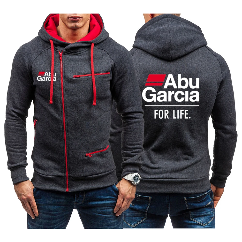 

Мужская хлопковая толстовка с капюшоном Abu Garcia For Life, с длинным рукавом и молнией, приталенный силуэт, весна-осень 2023