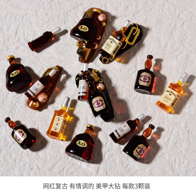 Дизайнерские подвески для дизайна ногтей 20 шт. орнамент в виде бутылки вина из