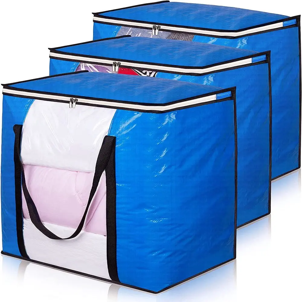 Waterproof Large Blanket Storage 106L  Moving Bags with Zippers and Reinforced Handles for Comforter, Pillow, bedding, Quilt, Du