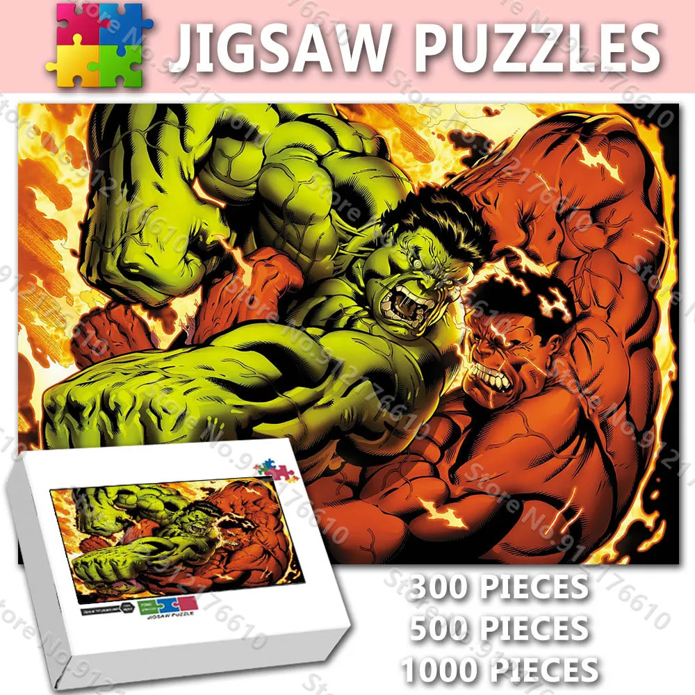 

Marvel Comic Jigsaw Puzzles 300/500/1000 Pieces Disney Superhero Hulk Movies Wooden Assembling Puzzle for Kids Game Toys Gifts