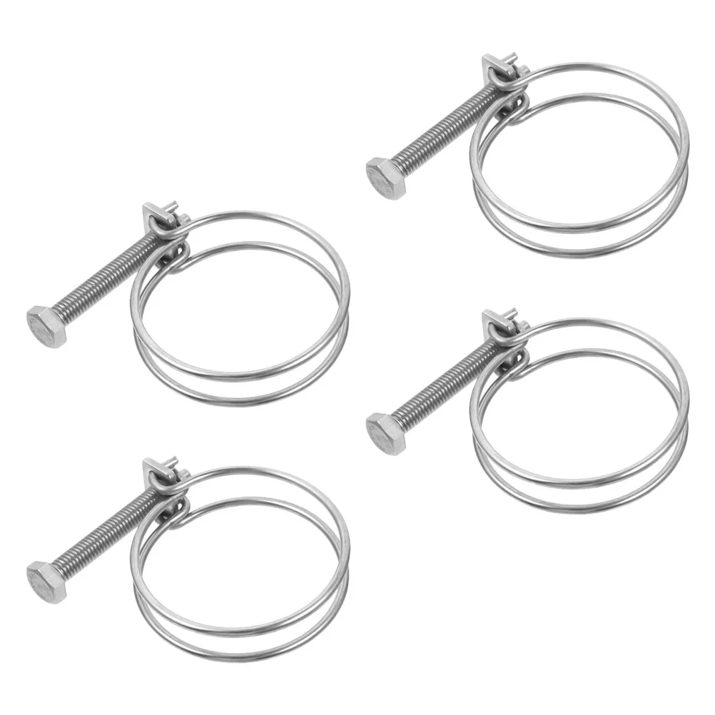 

4pcs Duct Loop Clamp Securing Hose Connecting Clips Worm Gear Hose Clamps Adjustable Pipe Clamp Stainless Steel Duct Loop