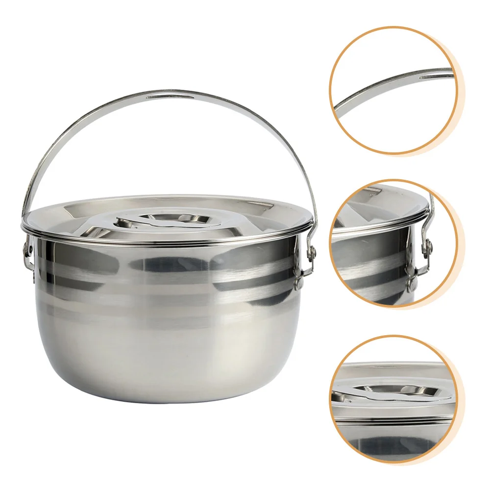 

Camping Cookware Pot Picnic Home Multifunctional Soup Thicken Stew Stainless Steel Kitchen Child