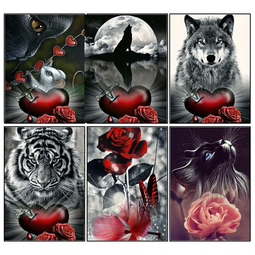 

Алмазная живопись, животные, цветок, 5D, квадратная, круглая вышивка, алмазная 3D вышивка крестиком, ручная работа, искусство, подарок