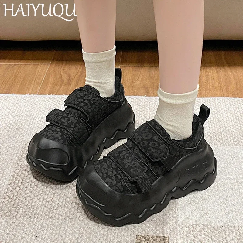 Замшевые женские хлопковые туфли на плоской подошве зимние ботинки платформе