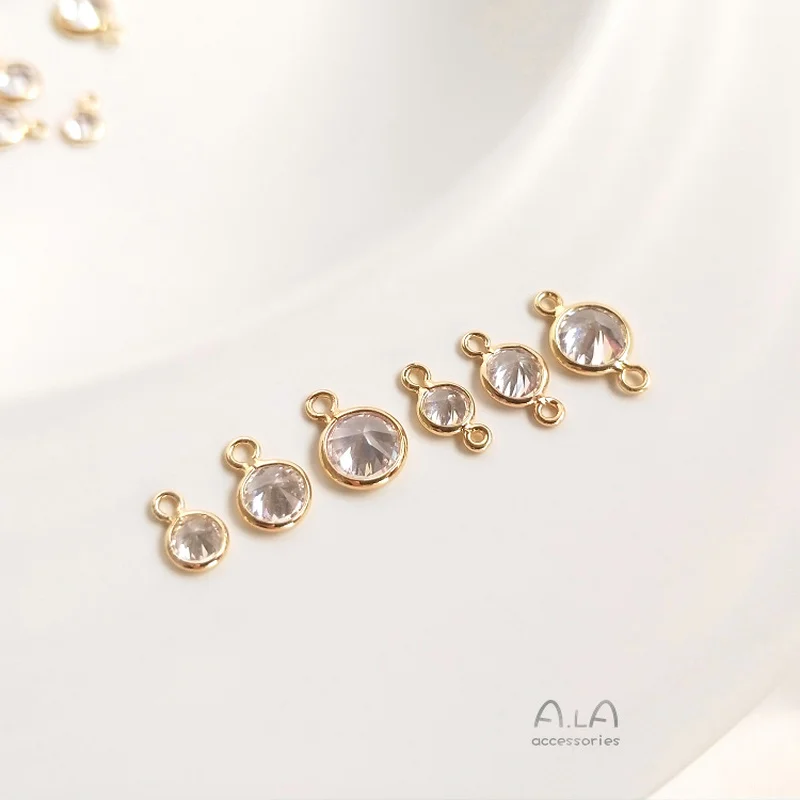 

Позолоченные цветные блестящие круглые серьги-подвески с фианитами, 14 к