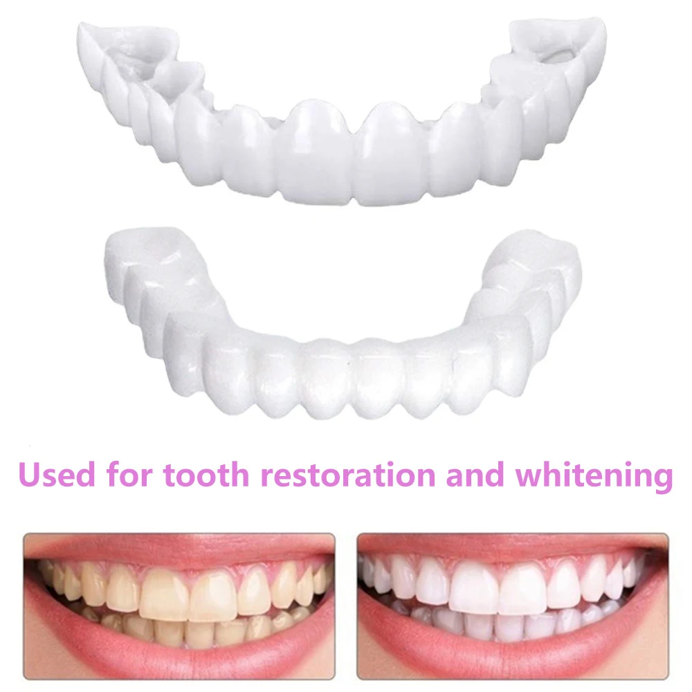 Silicone False Teeth Veneer Top Bottom Teeth Safe Adhesive Denture Hide Braces Cosmetic Teeth Denture Fake Tooth Cover Wholesale