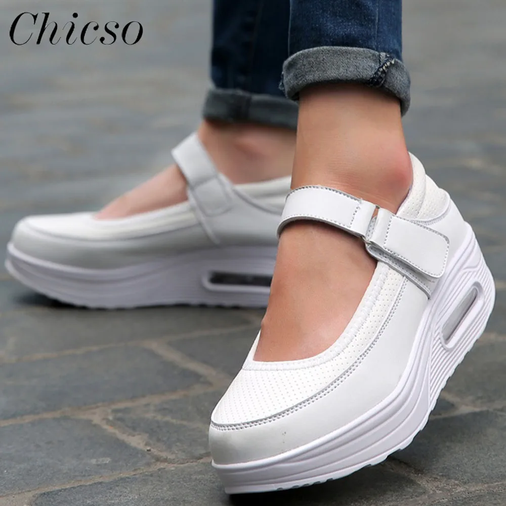 Sneakers Women Trends 202 2023 Spring Hook&Loop Breathable Platform Shoes Large-Sized Female Outdoor Walking Sport Shoes