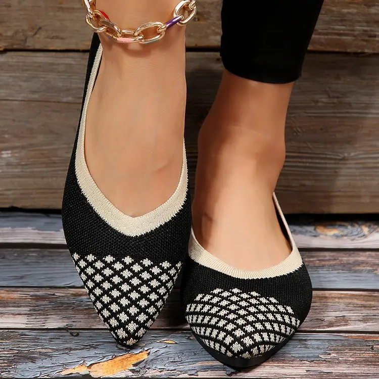 

Knit Slip on Flat Shoes Women Mesh Loafers Stretch Ballet Shallow Flats Dress Shoes Moccasins Comfort Ballet Flats 2023 Flats
