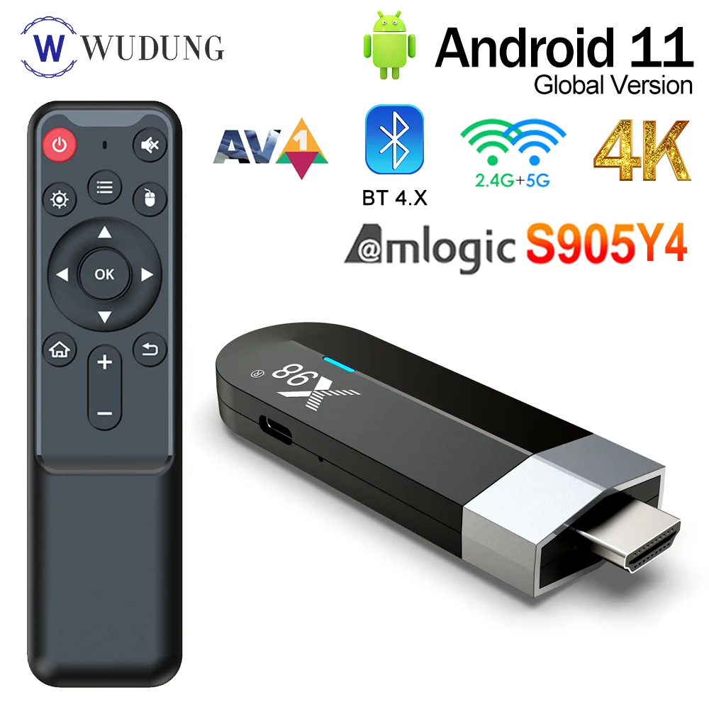 

X98 S500 Mini TV Stick Android 11.0 Amlogic S905Y4 2G 16G 4G 32G TV Dongle AV1 2.4G 5G Wifi 4K HDR Media Player Set Top BOX