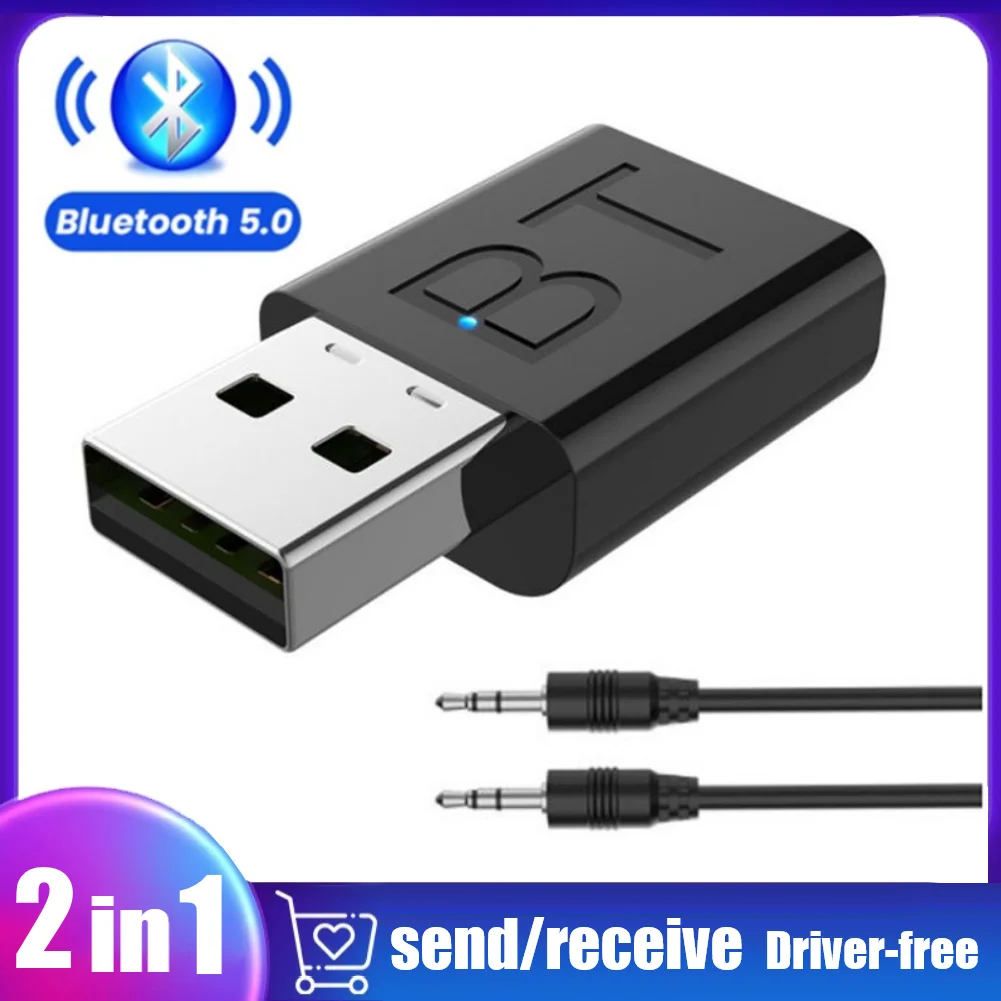 

USB-адаптер 2-в-1 с приемником-передатчиком 5,0 и штекером 3,5 мм