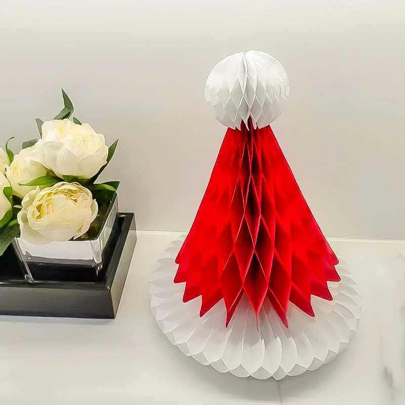 Paper Honeycomb Santa Claus Hats Shopping Mall Store Home Room Party Christmas Tree Diy Hanging Pendant Christmas Decoration