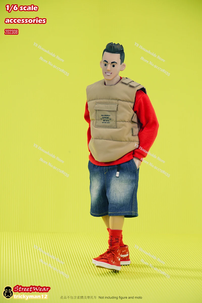 Мужской джинсовый костюм с принтом тигра Свитшот и жилет 12 дюймов