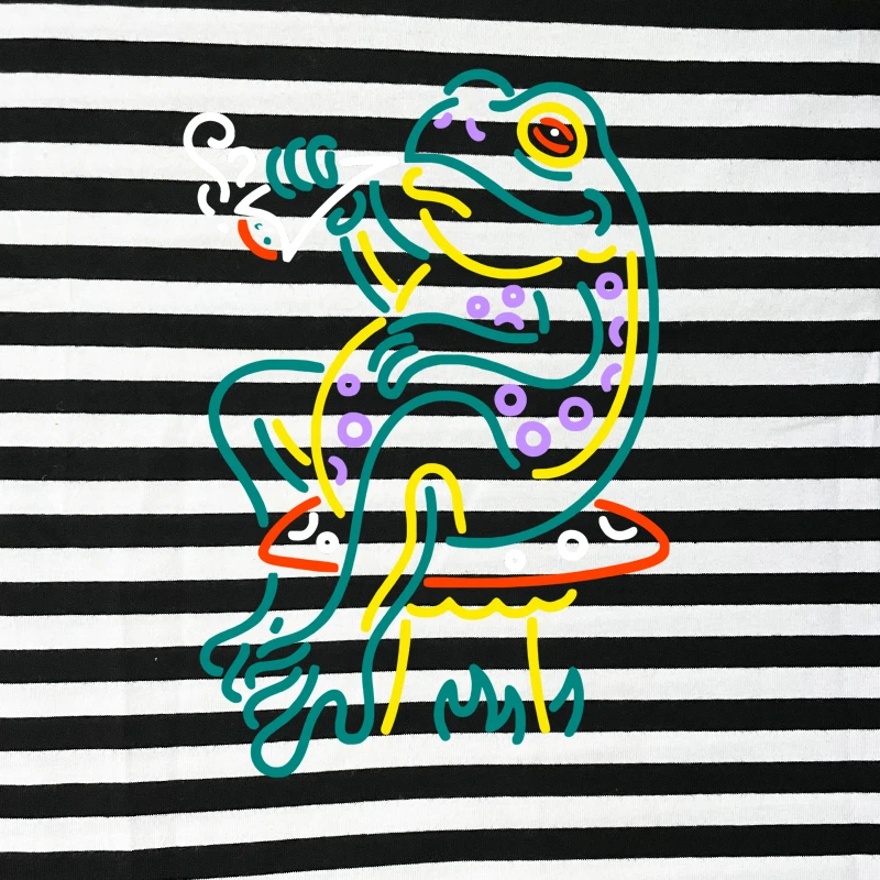 Женская Полосатая Футболка Break Egg хлопковая летняя футболка с вышивкой в виде