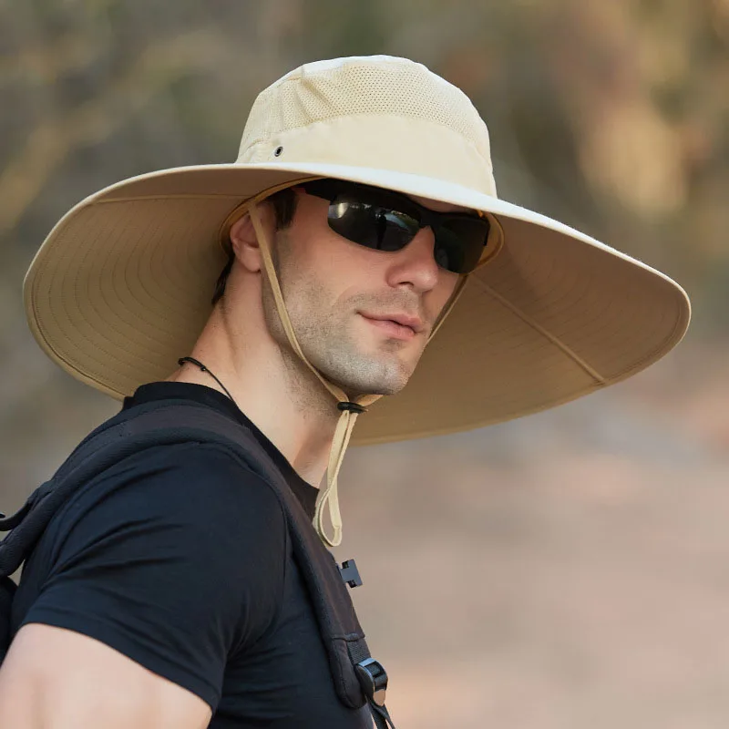 

Men's Long Wide Brim Bucket Hat Waterproof Quick Drying Fisherman Caps Women Summer UV Protection Sun Hat Hiking Fishing Cap