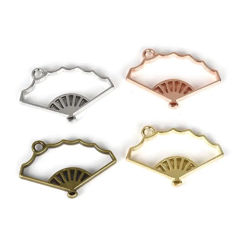 

5Pcs New Alloy Metal Drop Oil Fan Charms Nature Pendant For DIY Bracelet Necklace Jewelry Making