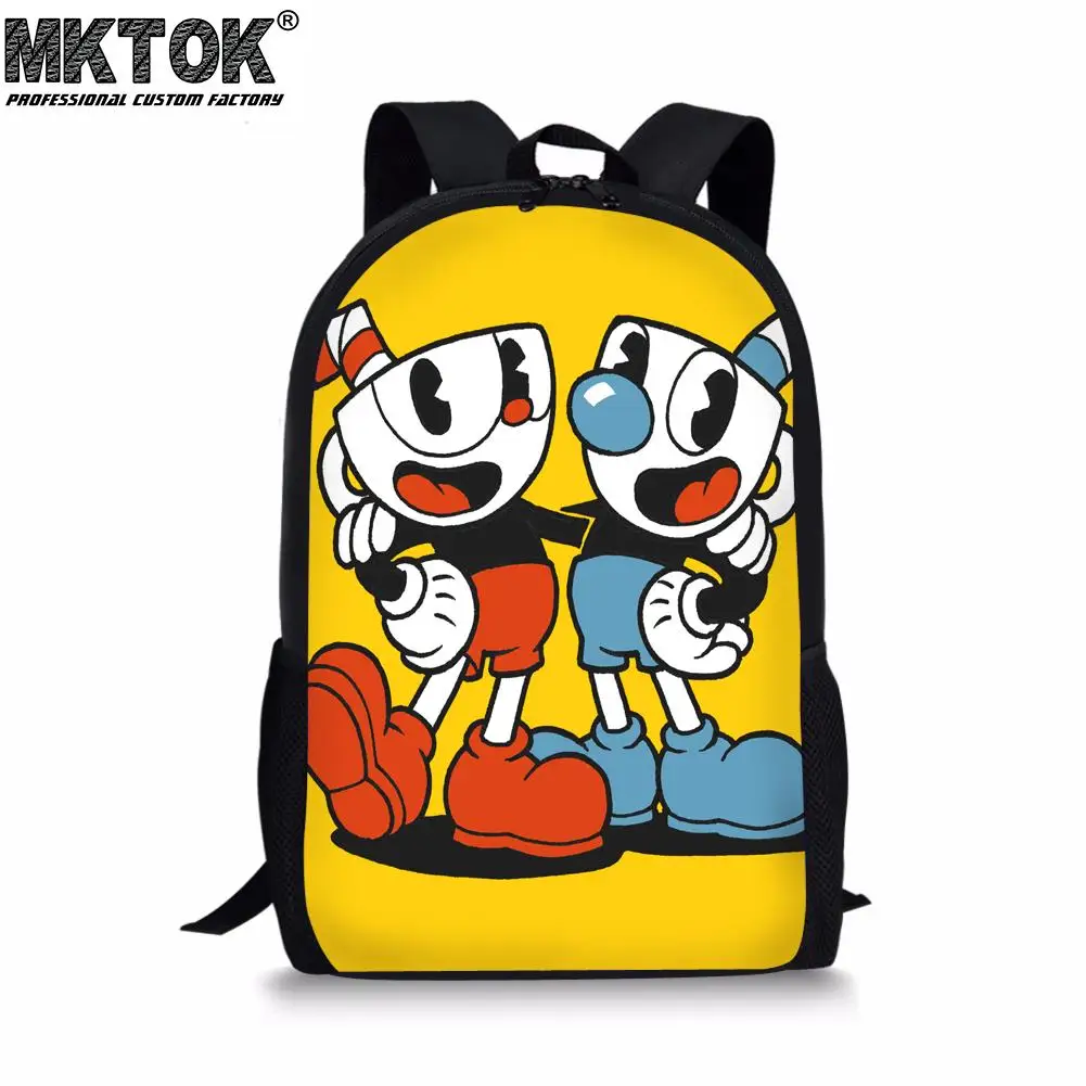 Funny Cuphead Teenagers School Bags Large Capacity Swanky Mochilas Escolares Cartoon Customized Students Satchel Free Shipping
