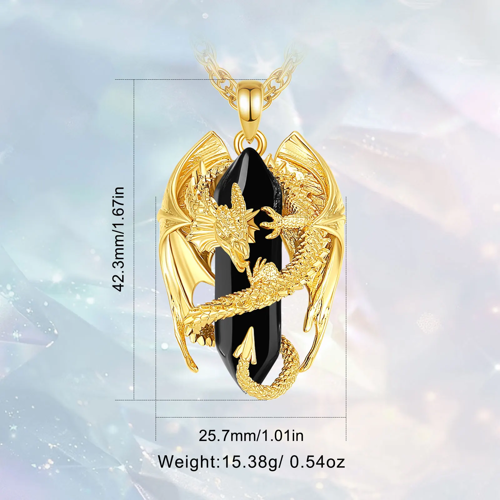 Eudora Dragon Twining шестиугольное обсидиан призматическое ожерелье панк целебный