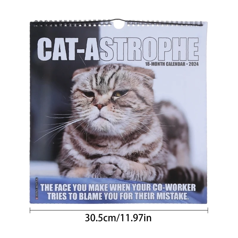 Настенный календарь с котом из плотной бумаги прямоугольный милым большим на 2024