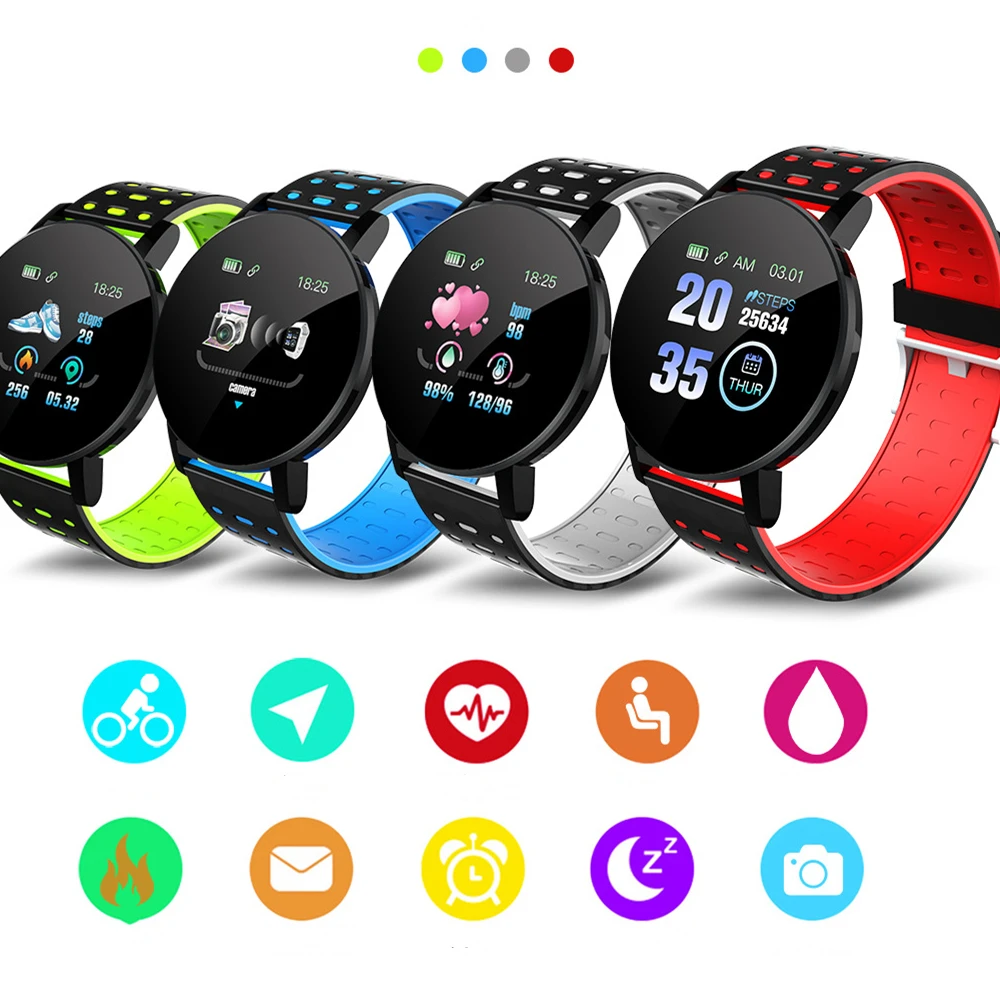 

2022 New 119PLUS Smart Watch Sports Pedometer Heart Rate Blood Pressure Smart Bracelet 240*240PX Ultra-high-definition Display