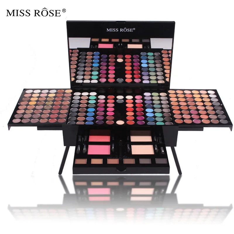 

MISS ROSE Eyeshadow Makeup Palette Piano Box Case Shimmer Eye Shadow Palette With Brush Eyebrow Powder Blusher 180 Color