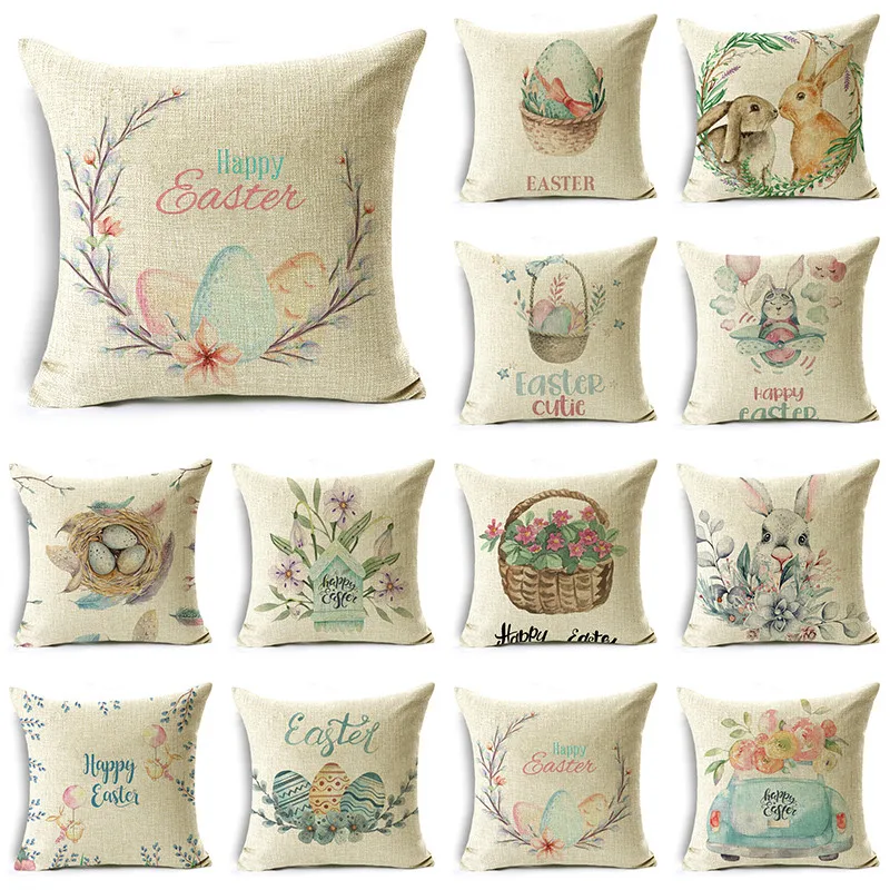 

Easter Series Easter Egg Bunny Pattern Square Cushion Cover Pillowcase for Sofa Couch Bedroom Home Decor 40cm 45cm and 50cm