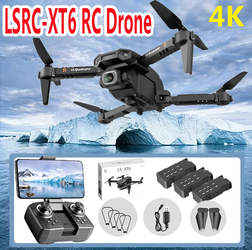 

LSRC-XT6 Camera RC Drone Altitude Hold Foldable Quadcopter Toy with Battery 4K Professional Mini Drone Single/Dual HD Camera
