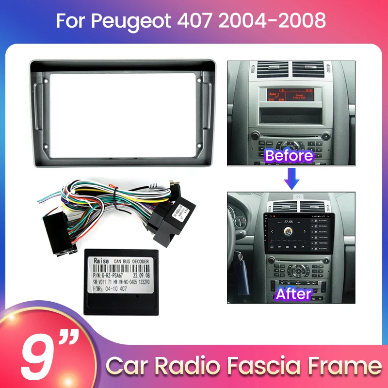 

For PEUGEOT 407 2004 2005 2006 2007 2007 For Android Car Radio Panel Fascia Frame Optional Accessories Power Cord CANBUS