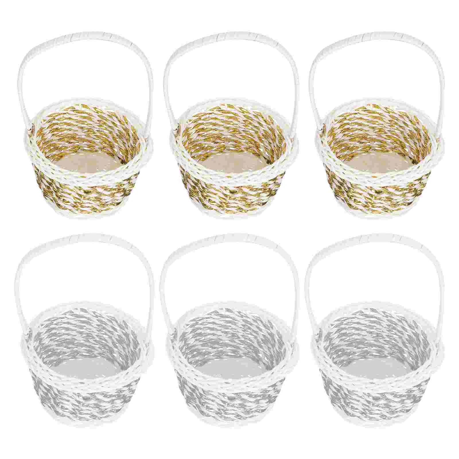 

6 Baskets Hand Flower Basket Nursery Organizer Wicker Flower Basket Rattan Flower Basket Woven Tea Basket