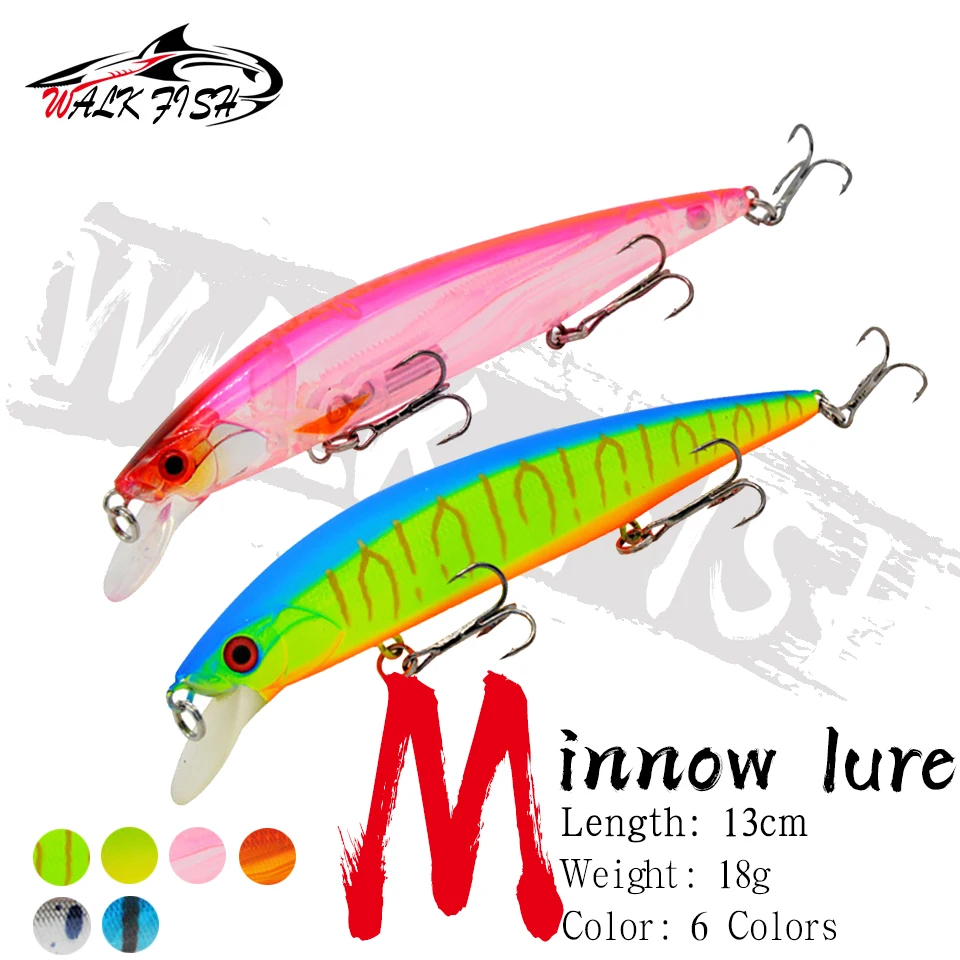 

WALK FISH 1 шт. Джеркбейт, воблер 130 мм, 18 г, приманки для рыбной ловли, жесткая приманка в форме гольяна, несколько цветов, для профессионального р...