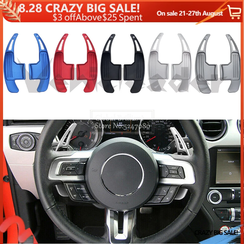 

2Pcs Car Steering Wheel Shift Paddle Shifter Gear Extension For Ford Mustang 2015 2016 2017 2018 2019 Aluminum Accessories