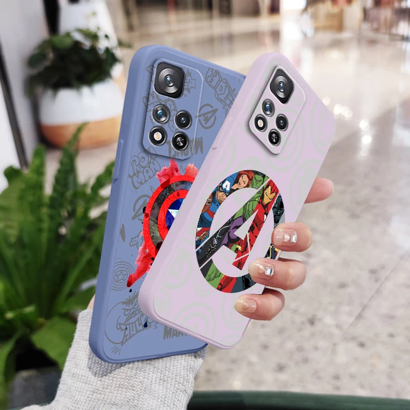 

Marvel Cute Logo Super Hero Liquid Rope Phone Case For Xiaomi Redmi Note 12 11 11T 10 10S 9 9S 9T 8 8T Pro 4G 5G Cover