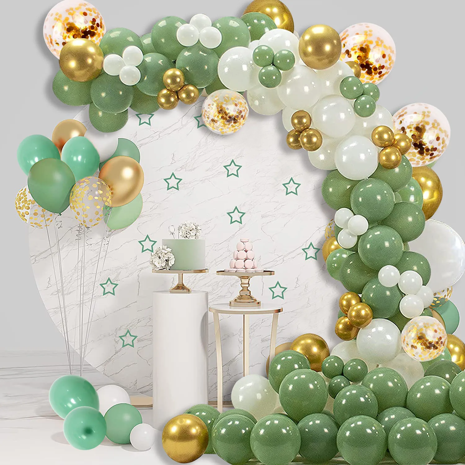 

SURSURPIRSE White Gold Metallic Confetti Balloon Garland Arch Kit for Birthday Party Wedding Anniversary Baby Shower Supplies