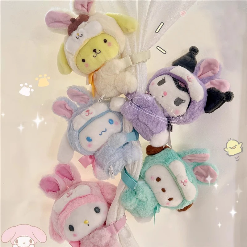 

Sanrio Kuromi Plush Curtain Buckle Creative Home Melody Pompompurin Curtain Clip Cute Plushie Room Dolls Stuffed Home Decoration