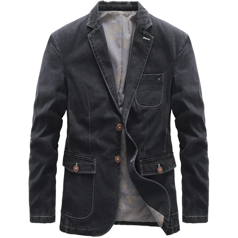 

High-quality Men's Thin Style Young and Middle-aged Fashion Trend Banquet Handsome Slim Small Suit Spring and Autumn Denim Coat