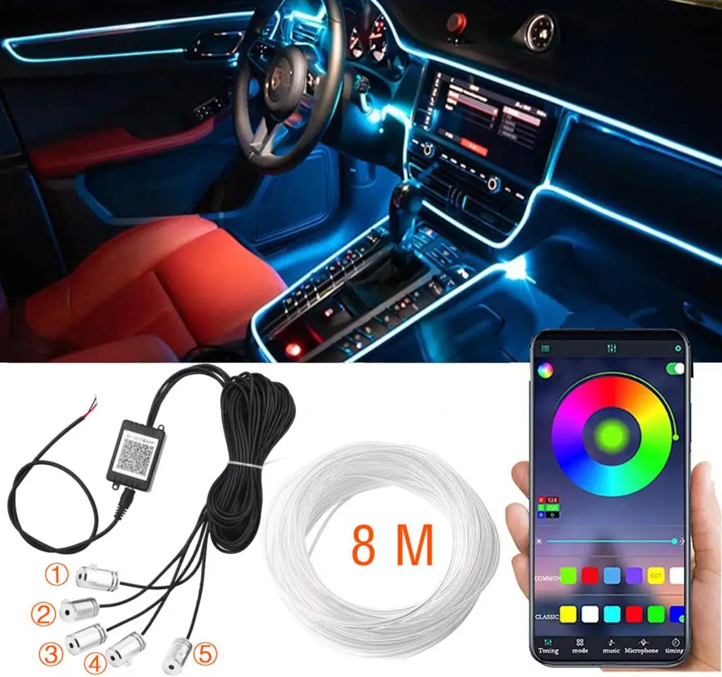 

RGB-Лента светодиодная неоновая для салона автомобиля, 4/5/6 в 1, 12 В