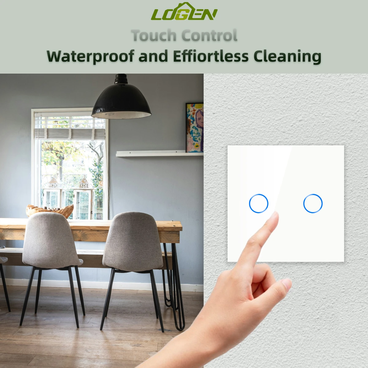 Logen Wi-Fi 1/2/3Gang Smart Touch Switch 1-позиционный настенный выключатель света с нейтральным