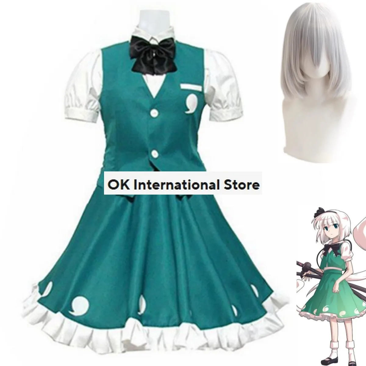 Костюм для косплея из аниме игры Touhou Project Youmu Konpaku парик с идеальным цветком вишни