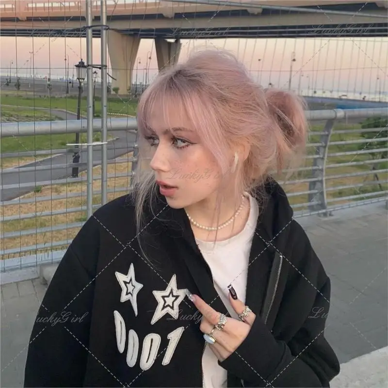 

Embroidered Sweatshirts Y2K Clothes Stars Cute Egirl Zip Up Hoodie Korean Harajuku LongSleeve Hooded Cardigan Fashion Streetwear